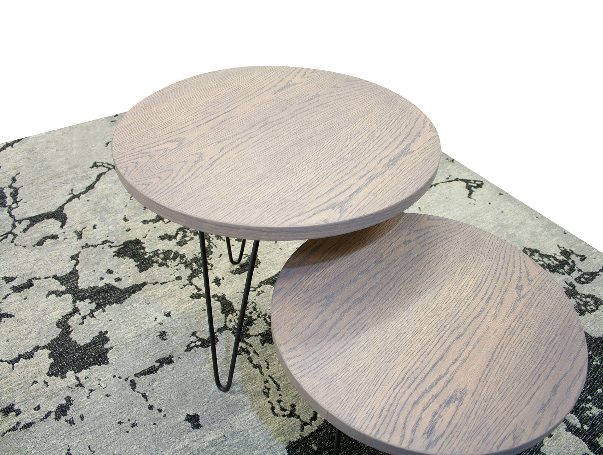 Loop Coffee Table - Round Blk Legs Slate Oak Mono Top