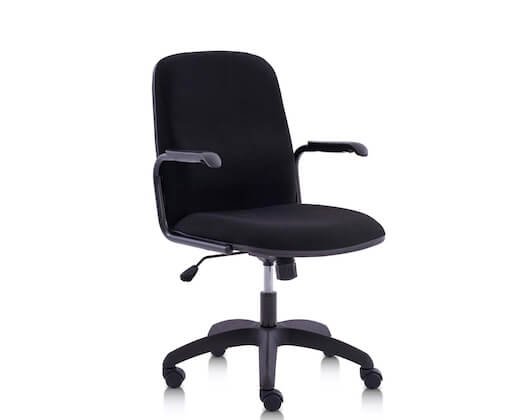 Black Pisa Midback fabric contract chair on a white background