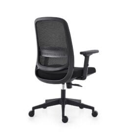 Series 300 Medium Back: Series 300 Medium Back Operators Chair in black with lumbar support and adjustable arms.