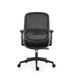 Series 300 Medium Back: Series 300 Medium Back Operators Chair in black with lumbar support and adjustable arms.