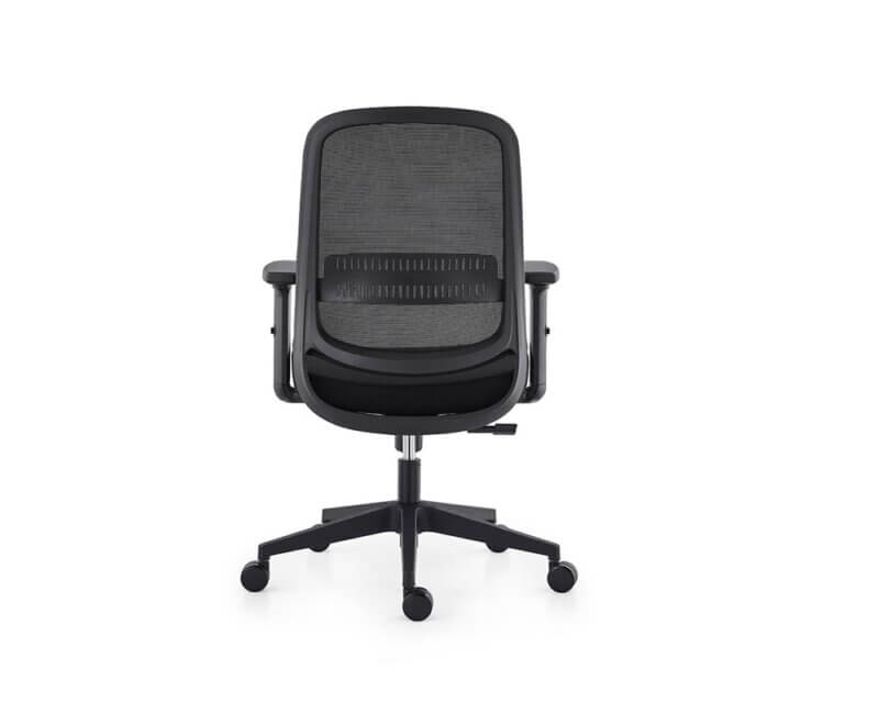 Series 300 Medium Back: Series 300 Medium Back Operators Chair in black with lumbar support and adjustable arms.